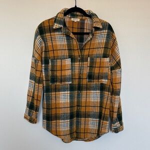 Roolee Plaid Button Down Shirt - Mustard and Green